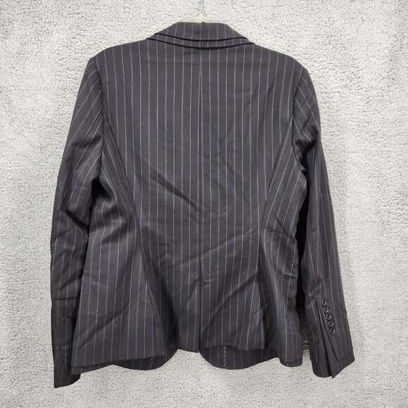BCBGMaxAzria Women's Large Pinstripe Blazer‎ Jacket Black Striped Single Button - Picture 5 of 12